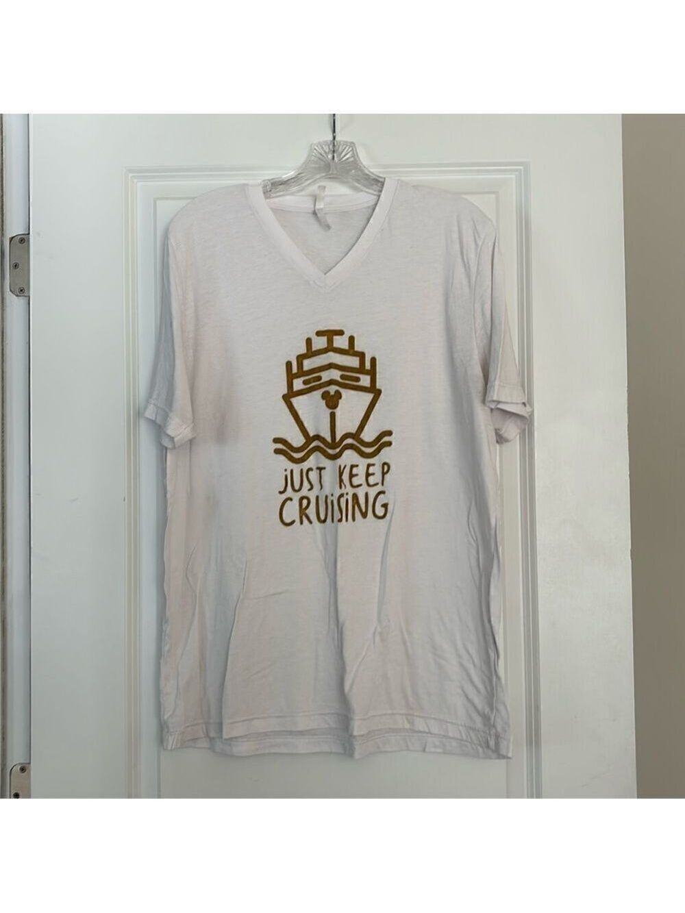 ✨ Bella Canvas Disney Cruise Just Keep Cruising Ship Graphic V-Neck Tee XL